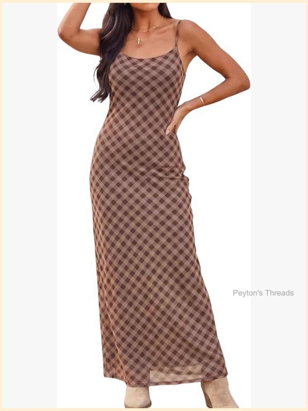 Square Neck Mesh Stretch Maxi Dress Spaghetti Strap A-Line Slip Casual Beach
